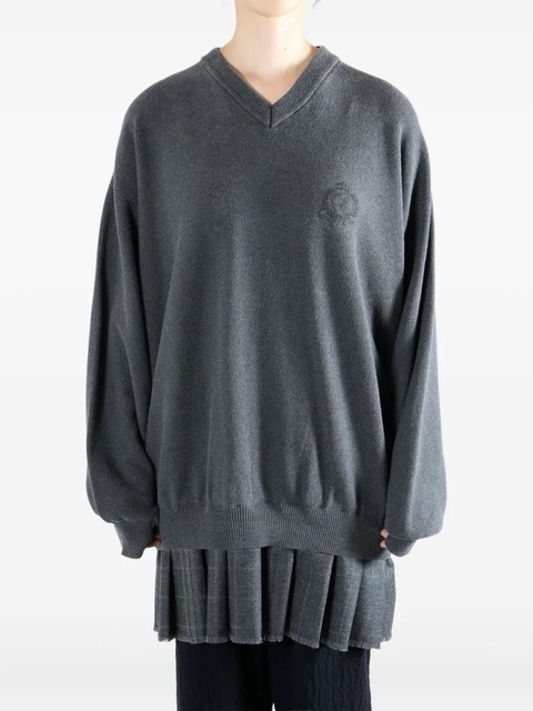 Balenciaga V-neck pleated dress - Grey - zdjęcie produktu nr 1