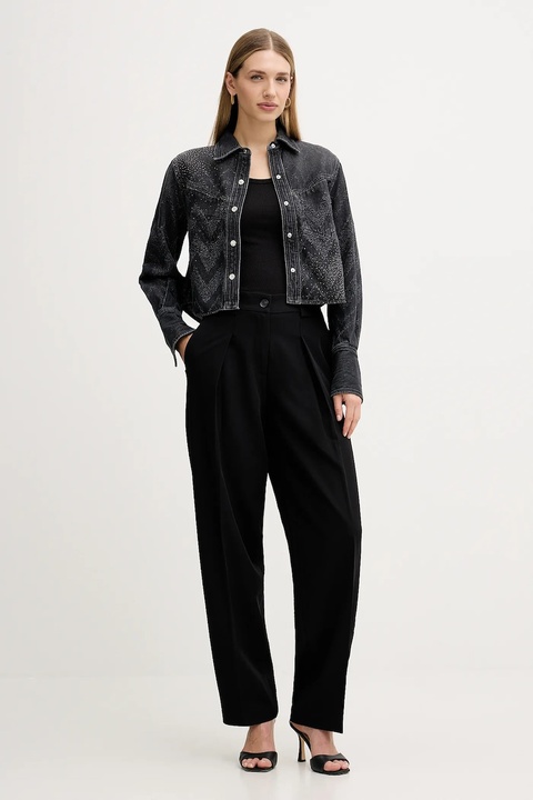 BOSS Orange koszula jeansowa damska kolor szary regular z kołnierzykiem klasycznym 50548445 - zdjęcie produktu nr 1