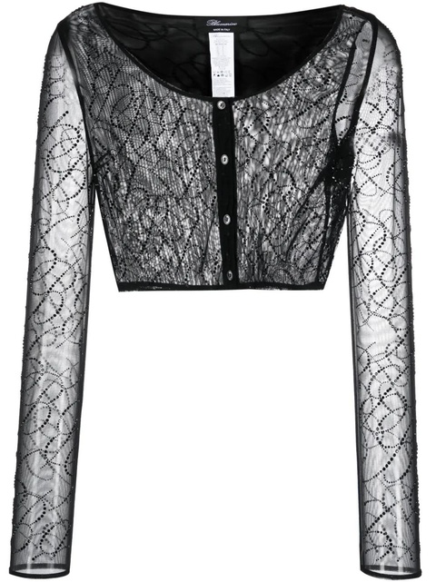 Blumarine semi-sheer cropped top - Black - zdjęcie produktu nr 1