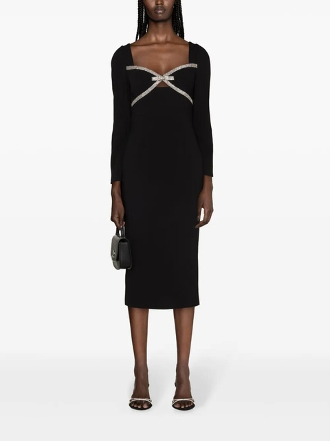Self-Portrait bow-detail crepe midi dress - Black - zdjęcie produktu nr 2