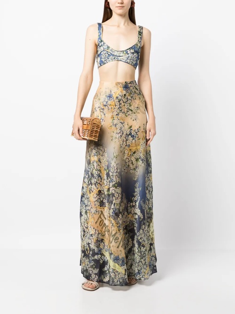 ZIMMERMANN Tama floral-print silk skirt - Orange - zdjęcie produktu nr 1