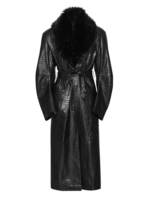 ROTATE BIRGER CHRISTENSEN faux fur-collar leather coat - Black - zdjęcie produktu nr 1