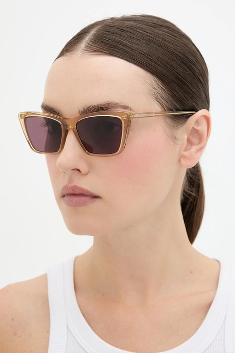 Saint Laurent okulary przeciwsłoneczne damskie kolor beżowy SL 737 MICA THIN - zdjęcie produktu nr 1