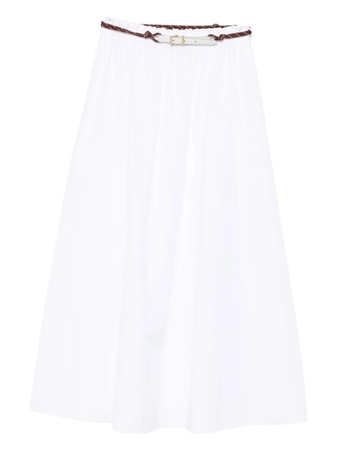Miu Miu elasticated-waist cotton midi skirt - White - zdjęcie produktu nr 1
