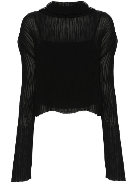 MM6 Maison Margiela plissé single-stitch logo top - Black - zdjęcie produktu nr 1