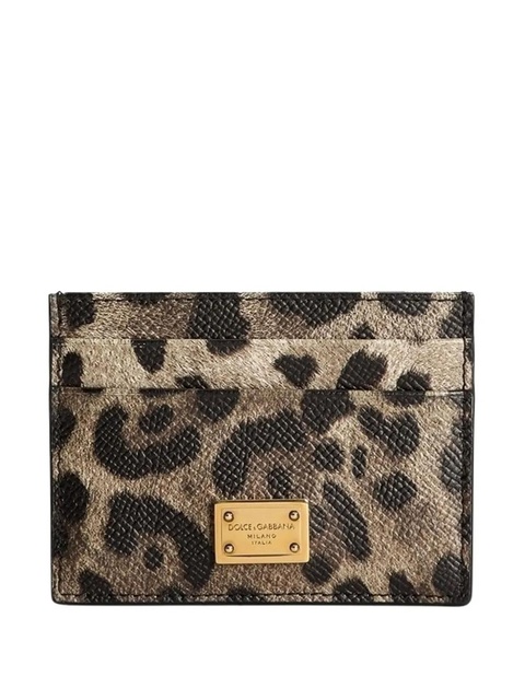 Dolce & Gabbana leopard-print logo-plaque cardholder - Brown - zdjęcie produktu nr 1