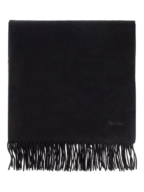 Max Mara embroidered-logo fringed wool scarf - Black - zdjęcie produktu nr 1