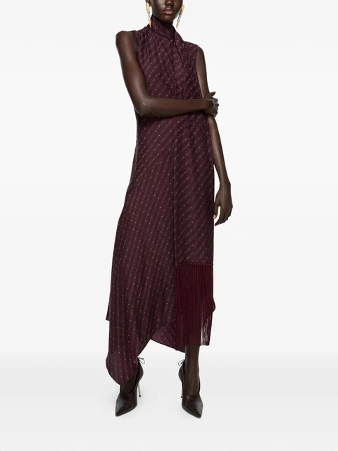 Acne Studios asymmetric fringed-scarf dress - Red - zdjęcie produktu nr 2