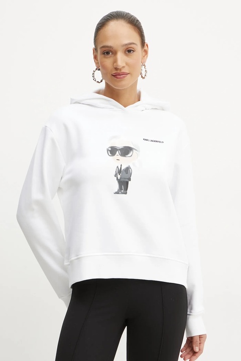 Karl Lagerfeld bluza damska kolor biały z kapturem z nadrukiem A1W20083 - zdjęcie produktu nr 1