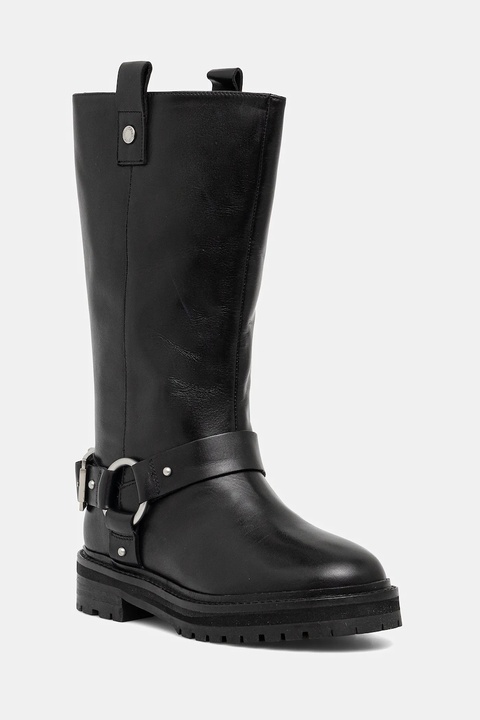 Barbour kozaki skórzane Freya damskie kolor czarny na płaskim obcasie LFO0779BK91 - zdjęcie produktu nr 2