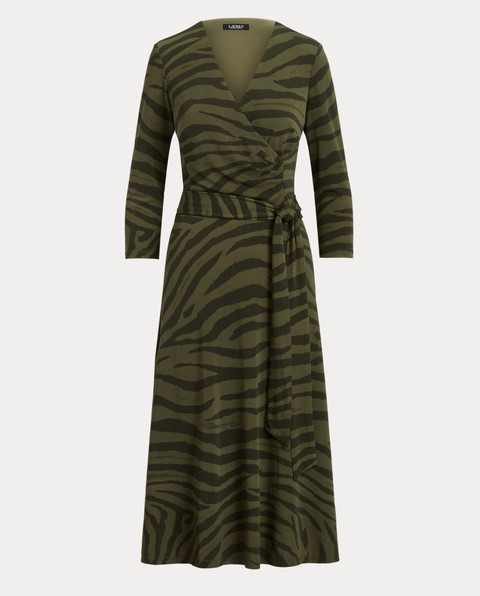 LAUREN BY RALPH LAUREN - Zielona sukienka midi we wzór - zdjęcie produktu nr 2
