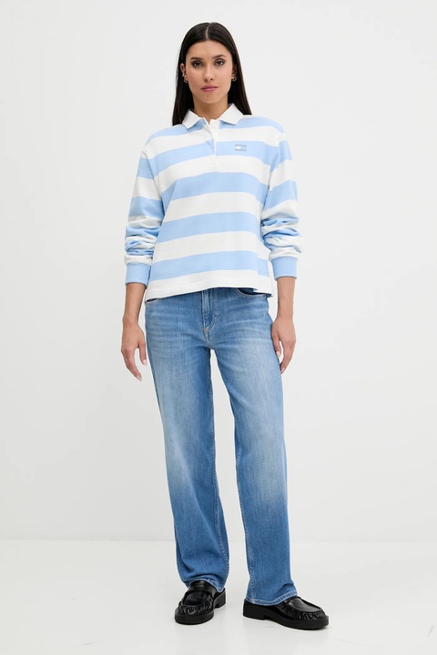 Tommy Jeans bluza bawełniana damska kolor niebieski wzorzysta DW0DW20948 - zdjęcie produktu nr 2