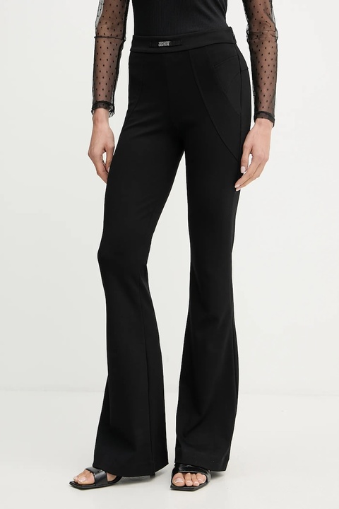 Versace Jeans Couture spodnie damskie kolor czarny dzwony high waist 79HAA105 J0092 - zdjęcie produktu nr 1