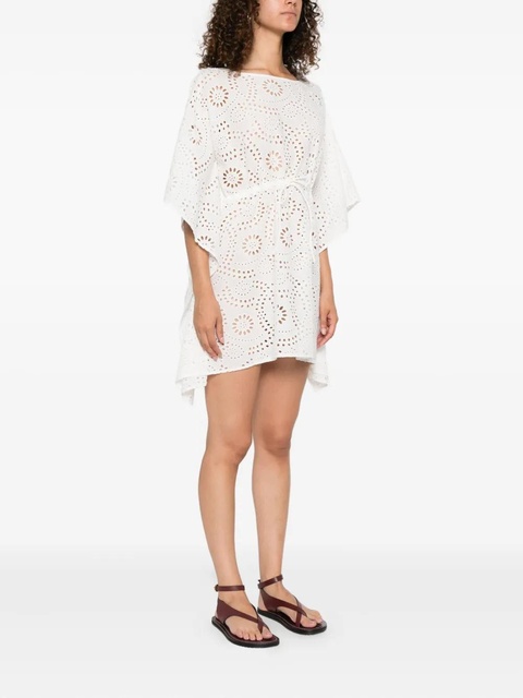 MC2 Saint Barth broderie-anglaise drawstring mini dress - White - zdjęcie produktu nr 2