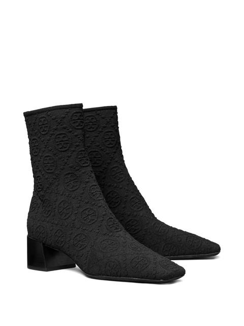 Tory Burch 45mm monogram knit ankle boots - Black - zdjęcie produktu nr 2