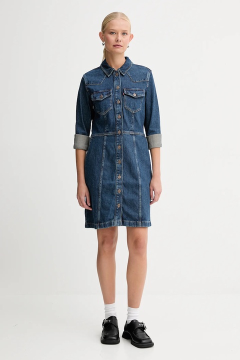 Levi's sukienka kolor niebieski mini rozkloszowana A7592 - zdjęcie produktu nr 2