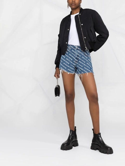 Alexander Wang logo-print denim shorts - Blue - zdjęcie produktu nr 1