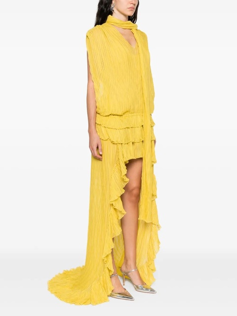 Blumarine pleated asymmetric midi dress - Yellow - zdjęcie produktu nr 2