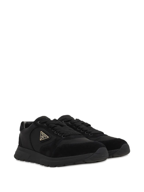 Prada logo-plaque suede-leather sneakers - Black - zdjęcie produktu nr 2