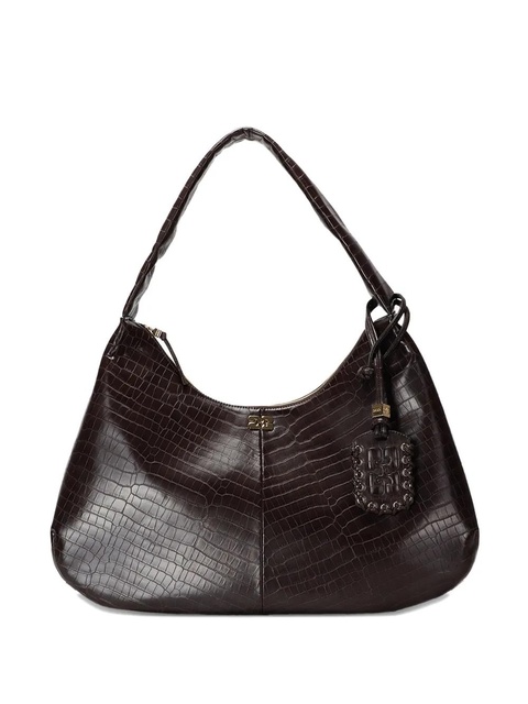 GANNI medium crocodile-embossed shoulder bag - Brown - zdjęcie produktu nr 1