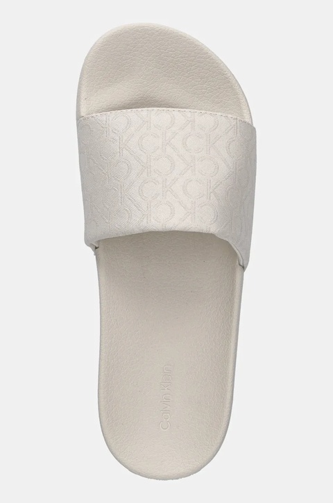 Calvin Klein klapki POOL SLIDE - JACQ damskie kolor beżowy HW0HW02420 - zdjęcie produktu nr 2