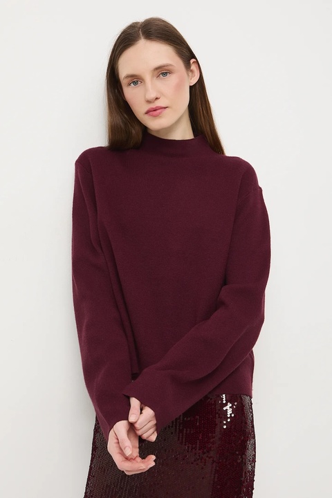 Medicine sweter damski kolor bordowy lekki z półgolfem - zdjęcie produktu nr 2