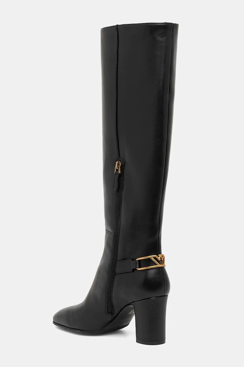 Emporio Armani kozaki skórzane damskie kolor czarny na słupku EW002915 AF14915 UC001 - zdjęcie produktu nr 2