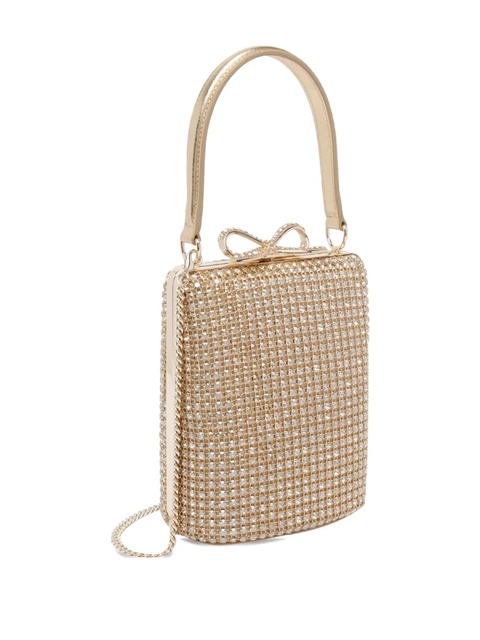 Self-Portrait crystal-embellished bow mini bag - Gold - zdjęcie produktu nr 2