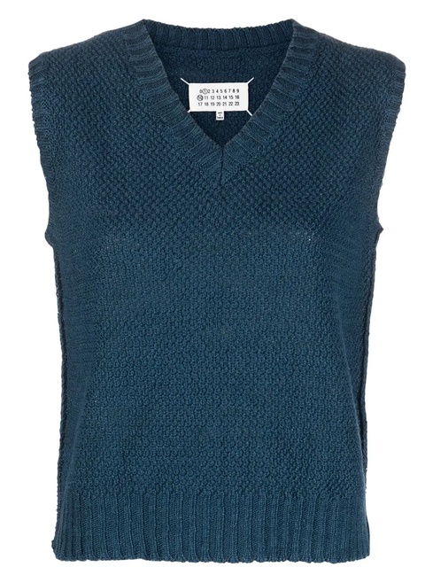 Maison Margiela basket-weave sleeveless sweatshirt - Blue - zdjęcie produktu nr 2