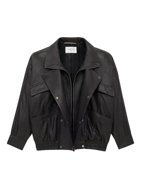 Saint Laurent leather bomber jacket - Black - zdjęcie produktu nr 1