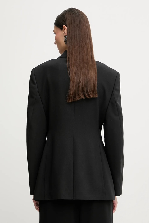 Filippa K marynarka z dodatkiem wełny kolor czarny jednorzędowa gładka 32084 - zdjęcie produktu nr 2