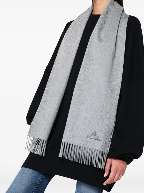 Loro Piana flannel fringed scarf - Grey - zdjęcie produktu nr 2