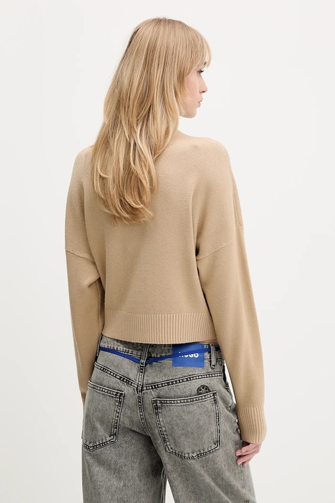 Hugo Blue sweter damski kolor beżowy z półgolfem 50522508 - zdjęcie produktu nr 2