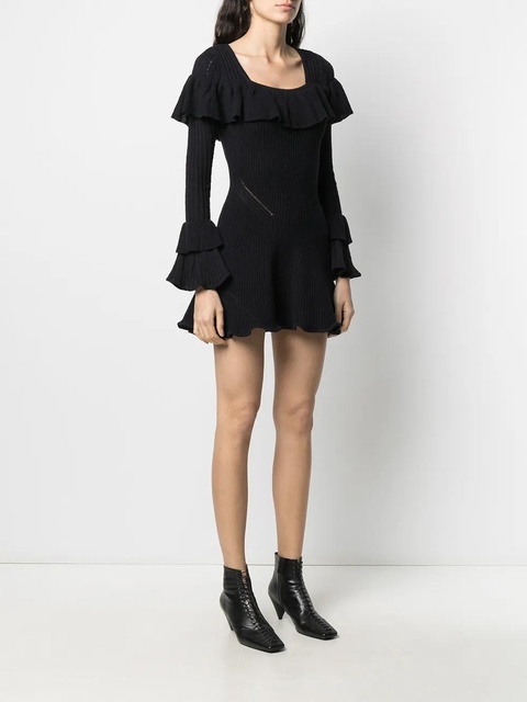 Self-Portrait ruffled knitted mini dress - Blue - zdjęcie produktu nr 2