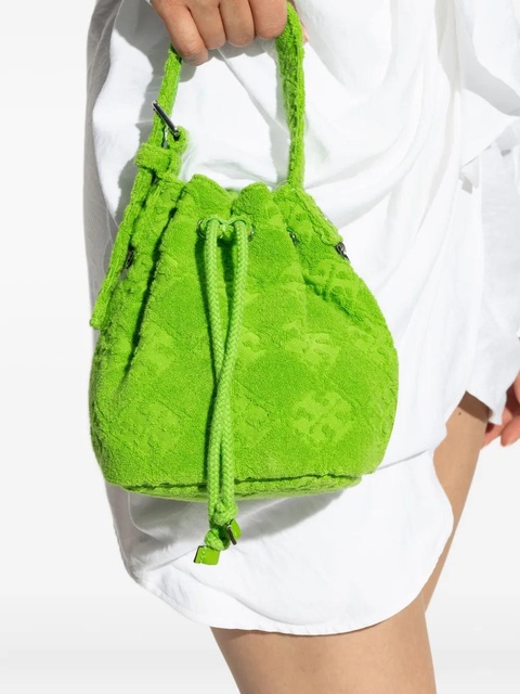 Tory Burch mini T Monogram Terry bucket bag - Green - zdjęcie produktu nr 2