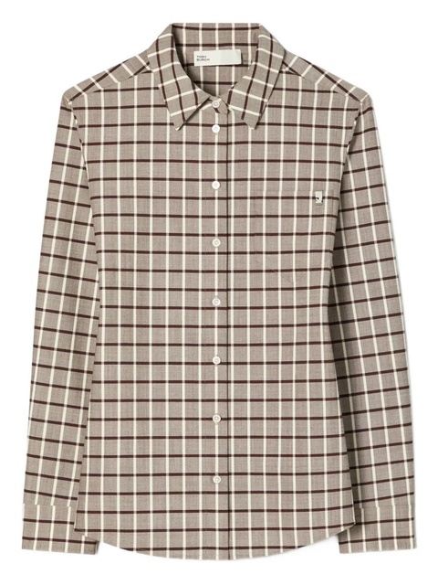 Tory Burch checked wool shirt - Neutrals - zdjęcie produktu nr 1