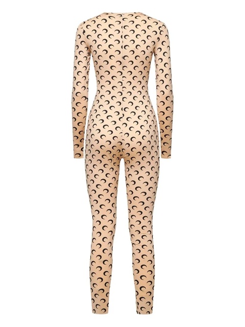 Marine Serre moon-print long-sleeve catsuit - Neutrals - zdjęcie produktu nr 2