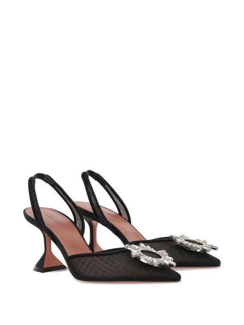 Amina Muaddi 70mm Begum crystal-embellished slingback pumps - Black - zdjęcie produktu nr 2