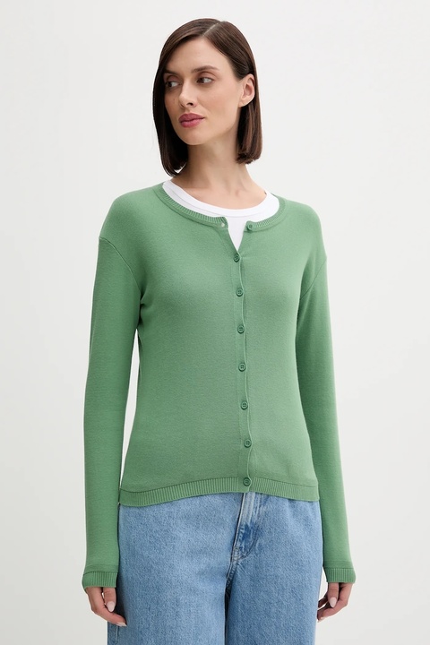 United Colors of Benetton kardigan bawełniany kolor zielony lekki 1091D5558 - zdjęcie produktu nr 1