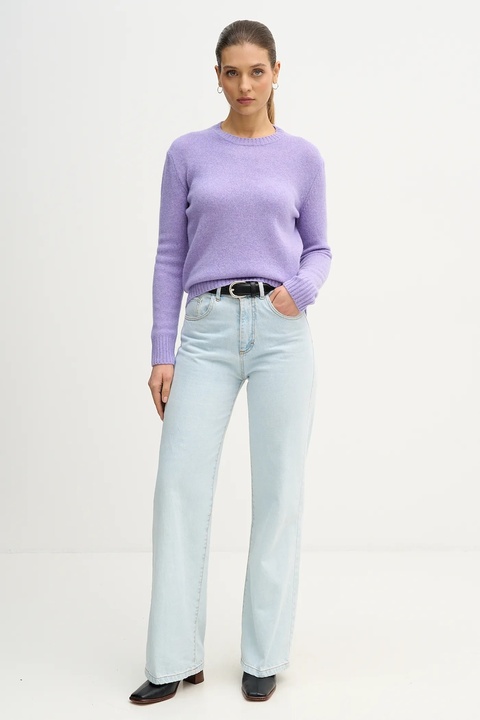 United Colors of Benetton sweter wełniany damski kolor fioletowy lekki - zdjęcie produktu nr 1