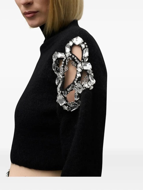 AREA crystal-cluster flower turtleneck sweater - Black - zdjęcie produktu nr 2