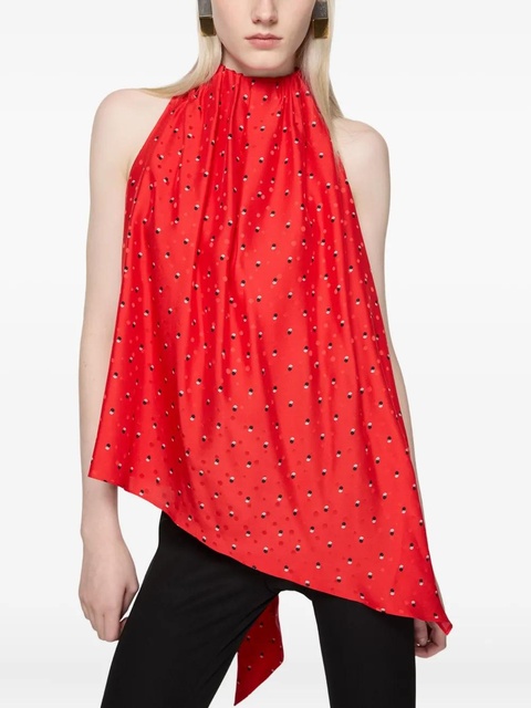 Acne Studios bow-detail asymmetric top - Red - zdjęcie produktu nr 2