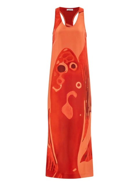 Ferragamo carp-motif silk maxi dress - Red - zdjęcie produktu nr 1