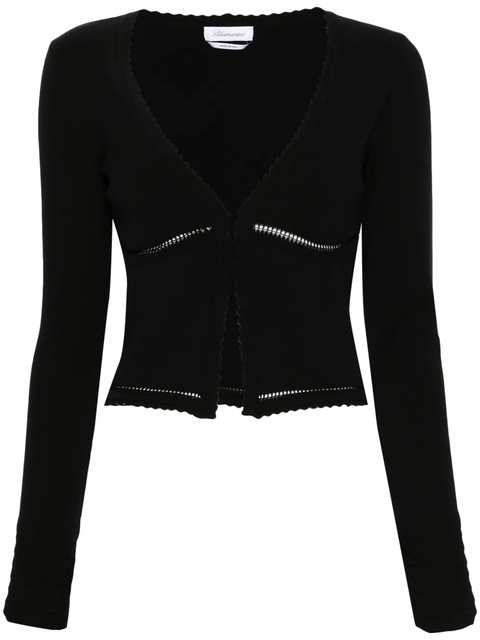 Blumarine scalloped V-neck cardigan - Black - zdjęcie produktu nr 1