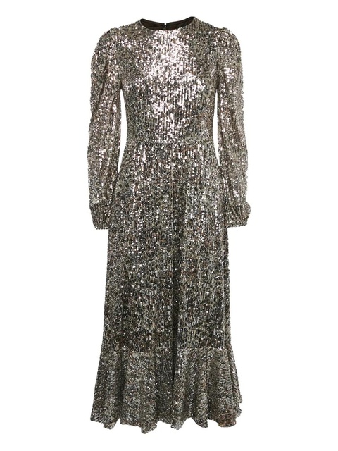 Simkhai sequin-embellished puff-sleeves midi dress - Silver - zdjęcie produktu nr 1