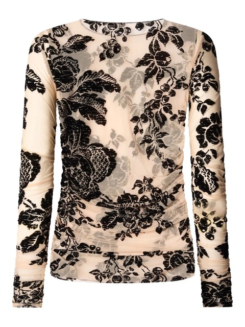 PINKO floral-velvet mesh top - Neutrals - zdjęcie produktu nr 2