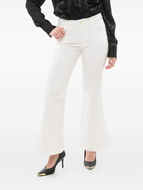 Marni embroidered-logo flared trousers - White - zdjęcie produktu nr 1