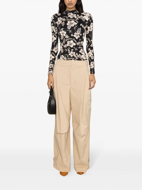 Marine Serre botanical-print high-neck T-shirt - Black - zdjęcie produktu nr 2