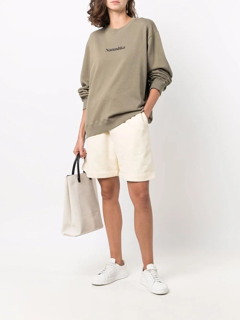 Nanushka embroidered-logo organic cotton shorts - Neutrals - zdjęcie produktu nr 2