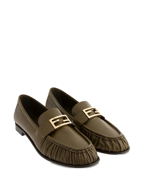 FENDI FF Baguette buckle ruched loafers - Green - zdjęcie produktu nr 2